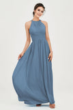 Empire Halter Chiffon Women's Bridesmaid Dress Ruched Formal Evening Prom Gowns