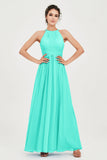 Empire Halter Chiffon Women's Bridesmaid Dress Ruched Formal Evening Prom Gowns