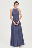 Empire Halter Chiffon Women's Bridesmaid Dress Ruched Formal Evening Prom Gowns