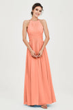 Empire Halter Chiffon Women's Bridesmaid Dress Ruched Formal Evening Prom Gowns