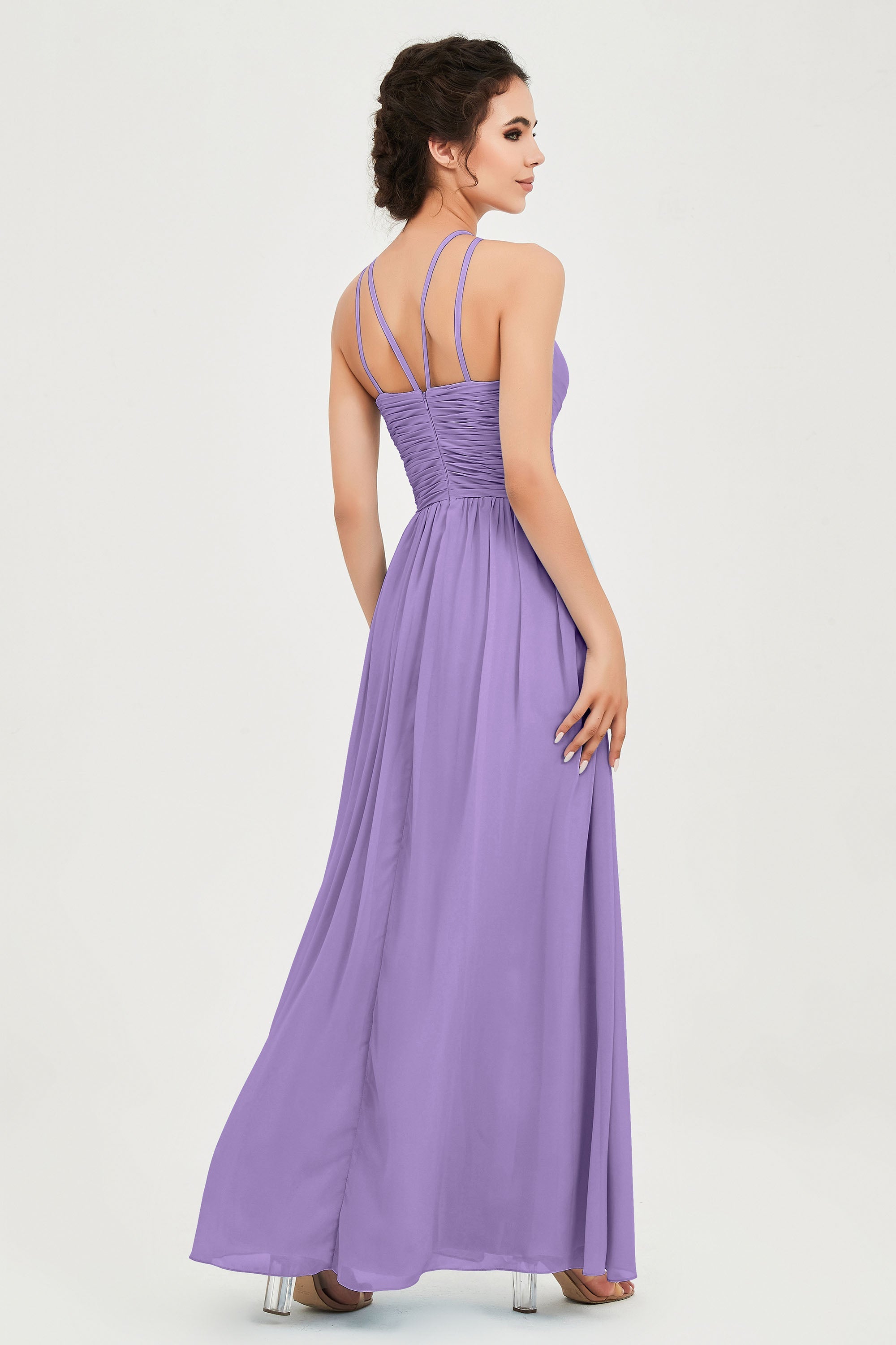 Empire Halter Chiffon Women's Bridesmaid Dress Ruched Formal Evening Prom Gowns