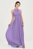 Empire Halter Chiffon Women's Bridesmaid Dress Ruched Formal Evening Prom Gowns