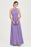 Empire Halter Chiffon Women's Bridesmaid Dress Ruched Formal Evening Prom Gowns