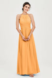 Empire Halter Chiffon Women's Bridesmaid Dress Ruched Formal Evening Prom Gowns