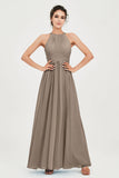 Empire Halter Chiffon Women's Bridesmaid Dress Ruched Formal Evening Prom Gowns