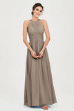 Empire Halter Chiffon Women's Bridesmaid Dress Ruched Formal Evening Prom Gowns