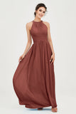 Empire Halter Chiffon Women's Bridesmaid Dress Ruched Formal Evening Prom Gowns