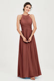 Empire Halter Chiffon Women's Bridesmaid Dress Ruched Formal Evening Prom Gowns