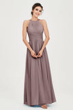 Empire Halter Chiffon Women's Bridesmaid Dress Ruched Formal Evening Prom Gowns