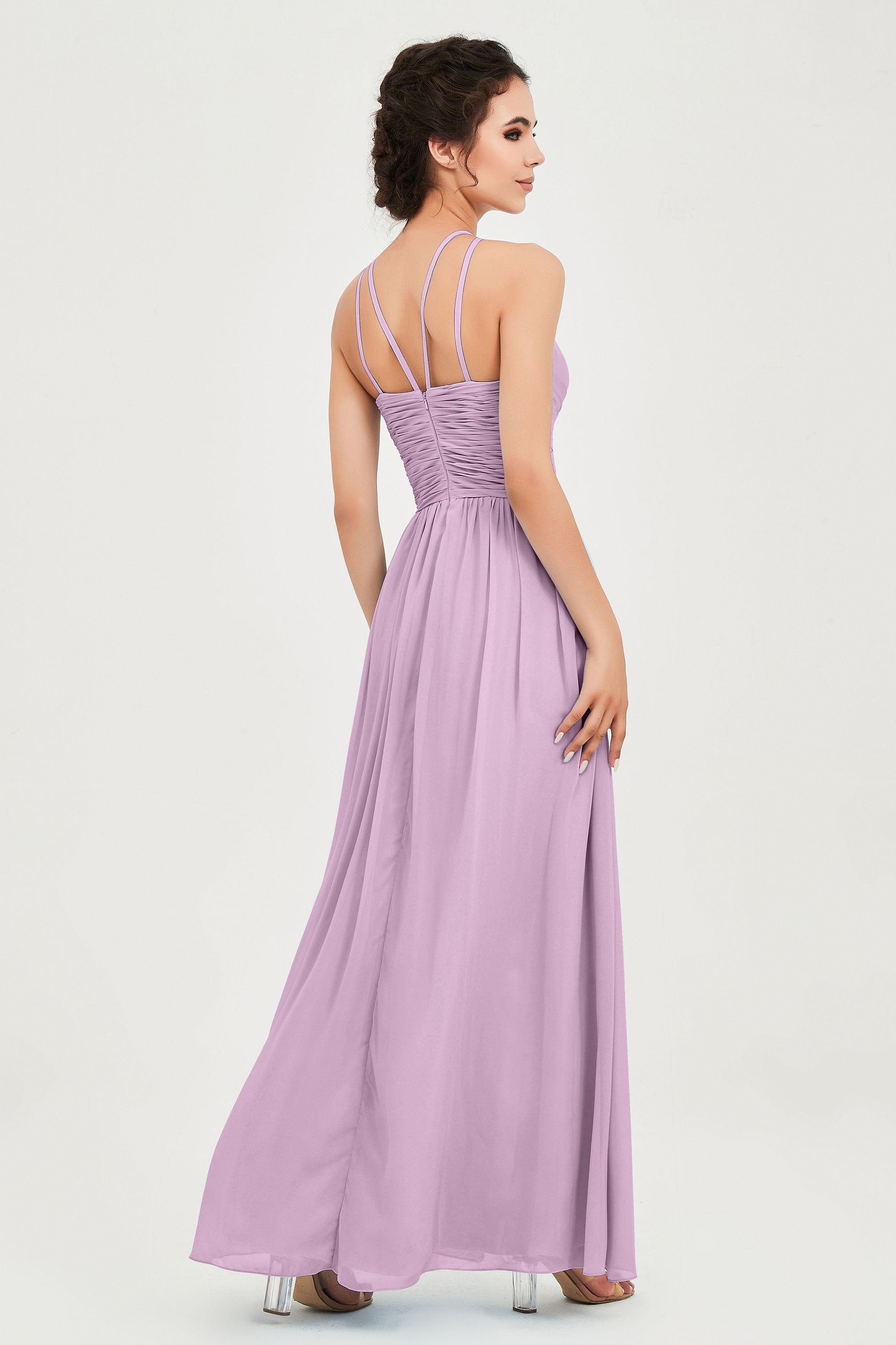 Empire Halter Chiffon Women's Bridesmaid Dress Ruched Formal Evening Prom Gowns