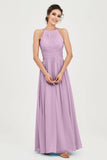 Empire Halter Chiffon Women's Bridesmaid Dress Ruched Formal Evening Prom Gowns