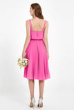 square neckline spaghetti straps midi dress junior bridesmaid dress wedding party guest dresses