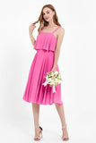 square neckline spaghetti straps midi dress junior bridesmaid dress wedding party guest dresses