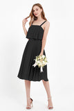square neckline spaghetti straps midi dress junior bridesmaid dress wedding party guest dresses