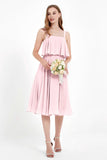 square neckline spaghetti straps midi dress junior bridesmaid dress wedding party guest dresses