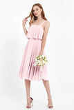 square neckline spaghetti straps midi dress junior bridesmaid dress wedding party guest dresses