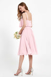 square neckline spaghetti straps midi dress junior bridesmaid dress wedding party guest dresses