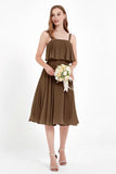 square neckline spaghetti straps midi dress junior bridesmaid dress wedding party guest dresses