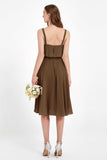 square neckline spaghetti straps midi dress junior bridesmaid dress wedding party guest dresses