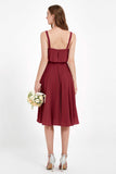square neckline spaghetti straps midi dress junior bridesmaid dress wedding party guest dresses