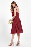 square neckline spaghetti straps midi dress junior bridesmaid dress wedding party guest dresses