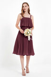 square neckline spaghetti straps midi dress junior bridesmaid dress wedding party guest dresses