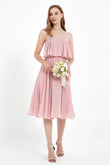 square neckline spaghetti straps midi dress junior bridesmaid dress wedding party guest dresses