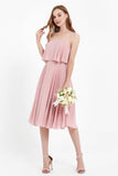 square neckline spaghetti straps midi dress junior bridesmaid dress wedding party guest dresses