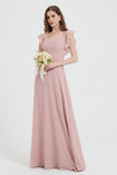 flattering bridesmaid dress v neckline flutter sleeves formal evening party dresses gowns
