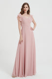 flattering bridesmaid dress v neckline flutter sleeves formal evening party dresses gowns