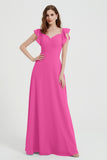 flattering bridesmaid dress v neckline flutter sleeves formal evening party dresses gowns