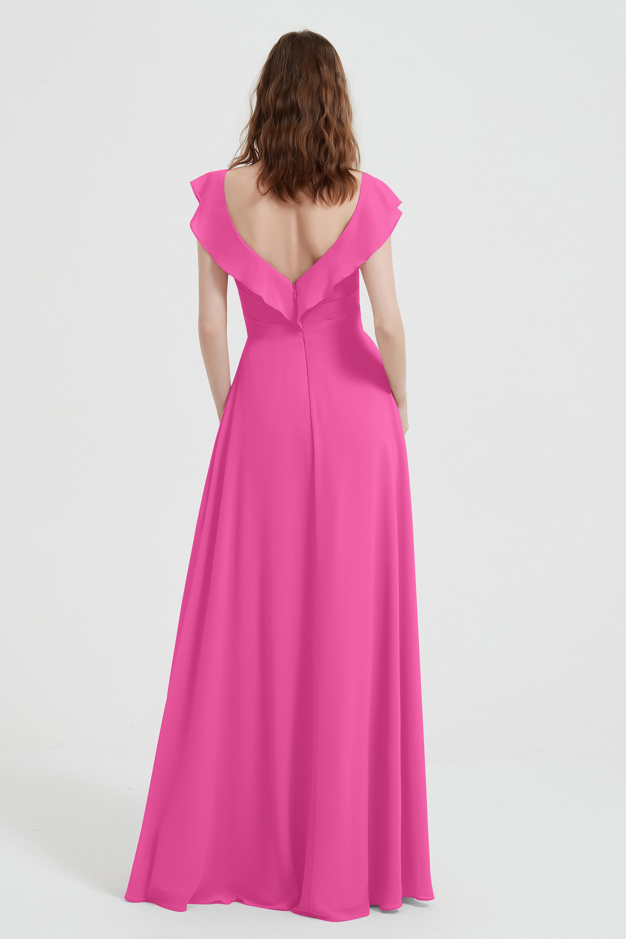 flattering bridesmaid dress v neckline flutter sleeves formal evening party dresses gowns