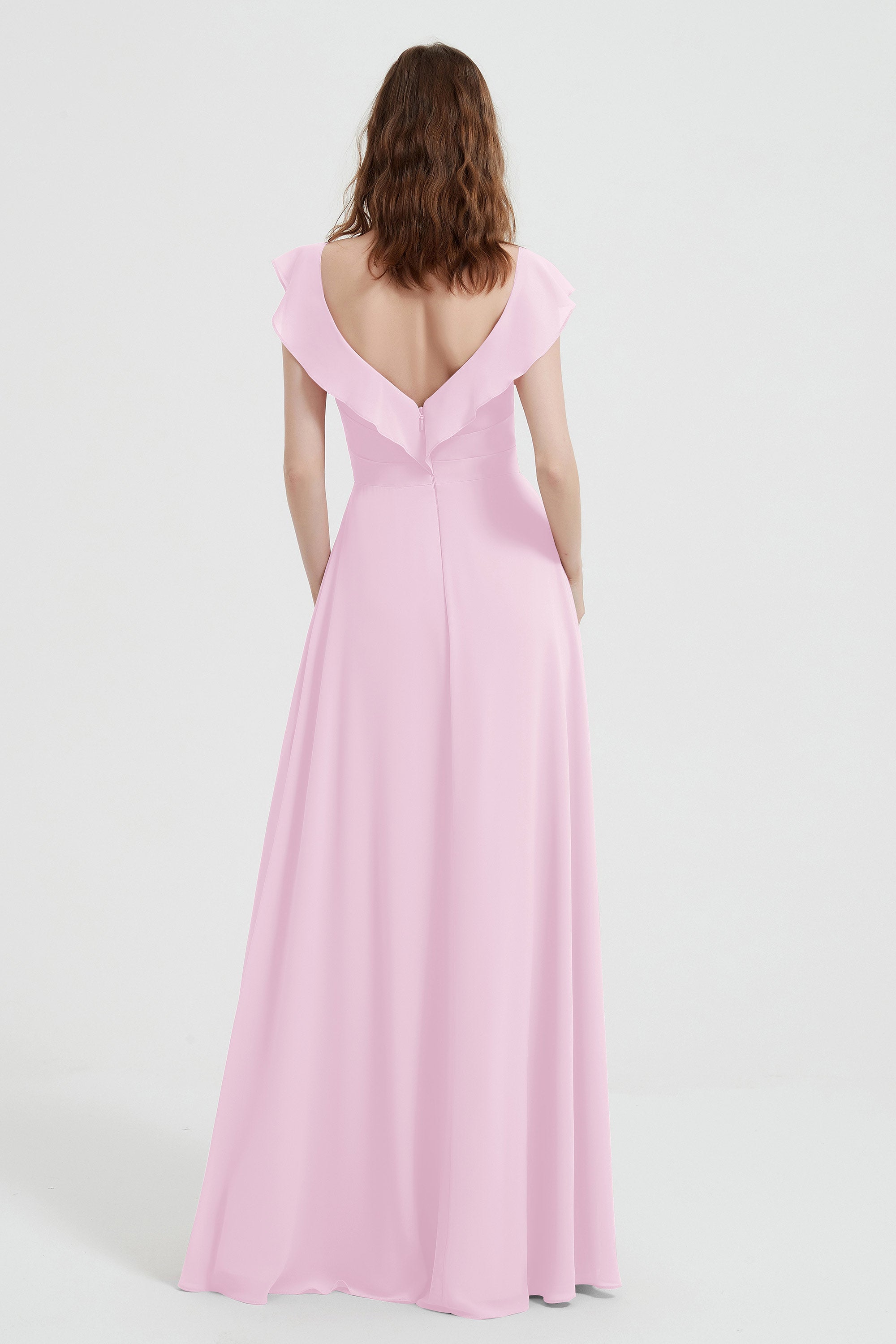 flattering bridesmaid dress v neckline flutter sleeves formal evening party dresses gowns