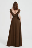 flattering bridesmaid dress v neckline flutter sleeves formal evening party dresses gowns