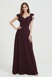 flattering bridesmaid dress v neckline flutter sleeves formal evening party dresses gowns