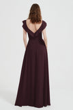 flattering bridesmaid dress v neckline flutter sleeves formal evening party dresses gowns