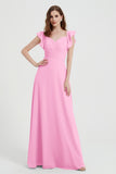 flattering bridesmaid dress v neckline flutter sleeves formal evening party dresses gowns