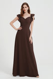 flattering bridesmaid dress v neckline flutter sleeves formal evening party dresses gowns