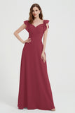 flattering bridesmaid dress v neckline flutter sleeves formal evening party dresses gowns