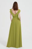 flattering bridesmaid dress v neckline flutter sleeves formal evening party dresses gowns