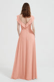 flattering bridesmaid dress v neckline flutter sleeves formal evening party dresses gowns