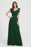 flattering bridesmaid dress v neckline flutter sleeves formal evening party dresses gowns