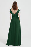flattering bridesmaid dress v neckline flutter sleeves formal evening party dresses gowns