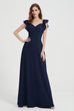 flattering bridesmaid dress v neckline flutter sleeves formal evening party dresses gowns