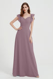 flattering bridesmaid dress v neckline flutter sleeves formal evening party dresses gowns