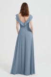 flattering bridesmaid dress v neckline flutter sleeves formal evening party dresses gowns