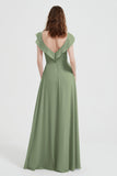 flattering bridesmaid dress v neckline flutter sleeves formal evening party dresses gowns