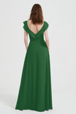flattering bridesmaid dress v neckline flutter sleeves formal evening party dresses gowns