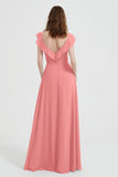 flattering bridesmaid dress v neckline flutter sleeves formal evening party dresses gowns