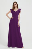 flattering bridesmaid dress v neckline flutter sleeves formal evening party dresses gowns